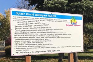 splash list of rules sign